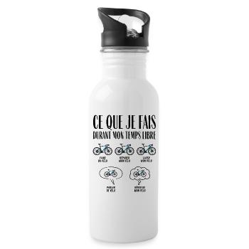 Ce que je fais durant mon temps libre Vélo - Gourde avec paille intégrée - blanc - Droite