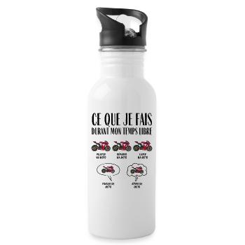 Ce que je fais durant mon temps libre Moto - Gourde avec paille intégrée - blanc - Droite