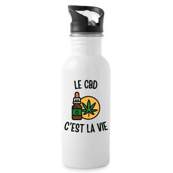 Le CBD c'est la vie - Gourde avec paille intégrée - blanc - Droite