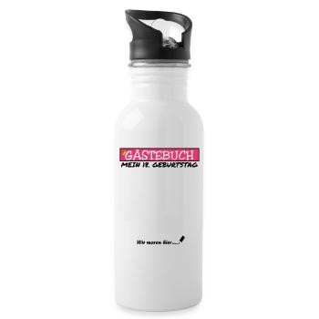 18. Geburtstag Gästebuch 18 Jahre alt Mädchen - Trinkflasche mit integriertem Trinkhalm - Weiß - Rechts