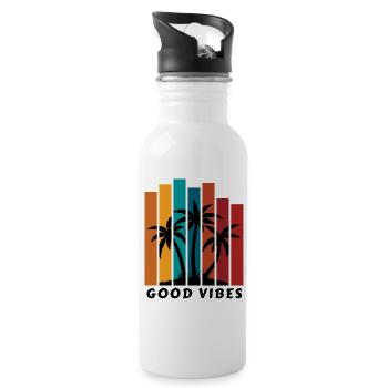 GOOD VIBES - Trinkflasche mit integriertem Trinkhalm - Weiß - Rechts