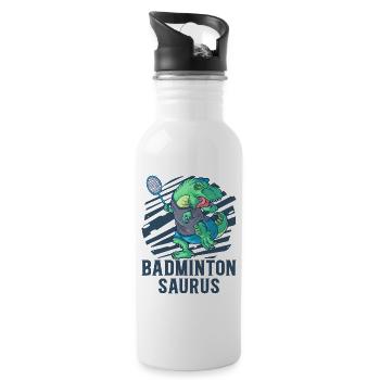 Badminton Saurus Dinosaur T-Rex Badminton Racket - Water bottle with straw - white - Right