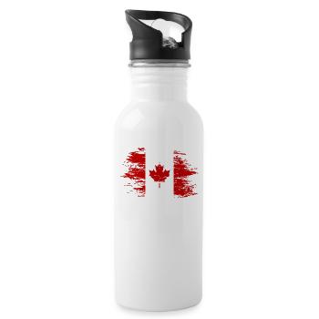 Drapeau du Canada utilisé - Gourde avec paille intégrée - blanc - Droite