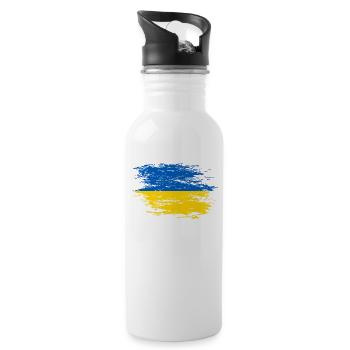 Ukraine flag used - Water bottle with straw - white - Right