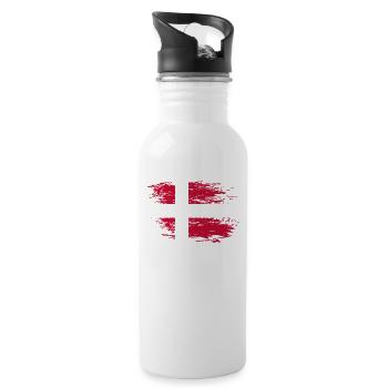 Denmark flag used - Water bottle with straw - white - Right
