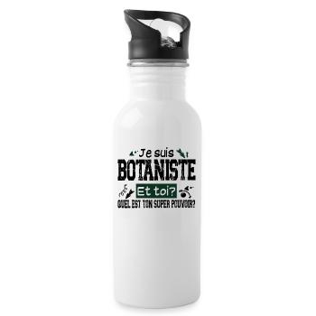 Botaniste Botanique Homme Cadeau Jardinier Jardin - Gourde avec paille intégrée - blanc - Droite