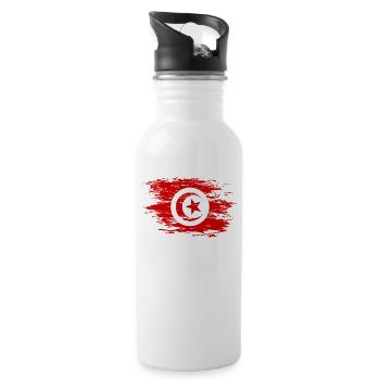 Drapeau tunisien utilisé - Gourde avec paille intégrée - blanc - Droite