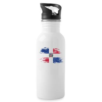 Dominican Republic flag used design - Water bottle with straw - white - Right