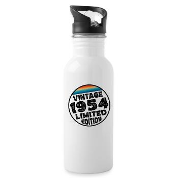 Limited Edition since 1954 Geburtstag Geschenk - Trinkflasche mit integriertem Trinkhalm - Weiß - Rechts