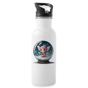 Kleine Weihnachtselfe in einer Schneekugel - Trinkflasche mit integriertem Trinkhalm - Weiß - Rechts