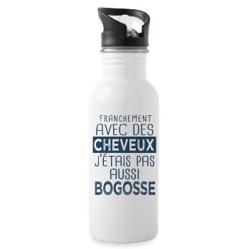 Homme sexy bogosse humour sans cheveux - Gourde avec paille intégrée - blanc - Droite