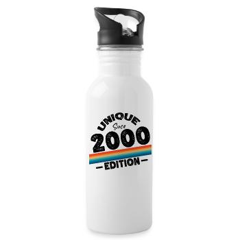 Unique seit 2000 Edition Geburtstag Vintage 2000 - Trinkflasche mit integriertem Trinkhalm - Weiß - Rechts