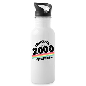 Unique seit 2000 Edition Geburtstag Vintage 2000 - Trinkflasche mit integriertem Trinkhalm - Weiß - Rechts