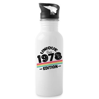 Unique seit 1978 Edition Geburtstag Vintage 1978 - Trinkflasche mit integriertem Trinkhalm - Weiß - Rechts