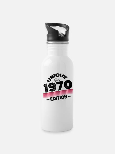 Unique Since 1970's Edition Birthday Vintage 1970's - Water bottle with straw - white