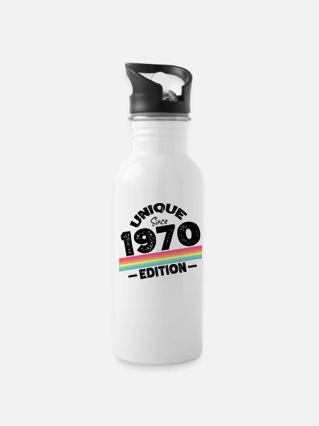 Unique Since 1970's Edition Birthday Vintage 1970's - Water bottle with straw - white