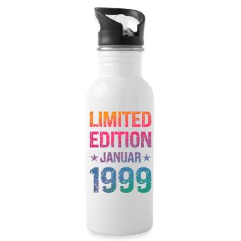 Limited Edition 25 Geburtstag Party Jahrgang 1999 - Trinkflasche mit integriertem Trinkhalm - Weiß - Rechts