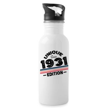 Unique Since 1931 Edition Birthday Vintage 1931 - Water bottle with straw - white - Right