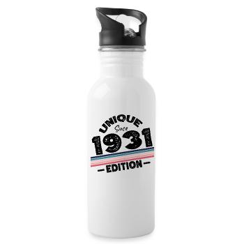 Unique Since 1931 Edition Birthday Vintage 1931 - Water bottle with straw - white - Right