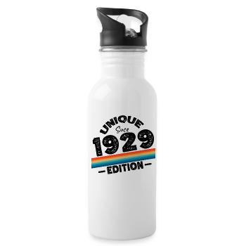 Unique Since 1929 Edition Birthday Vintage 1929 - Water bottle with straw - white - Right