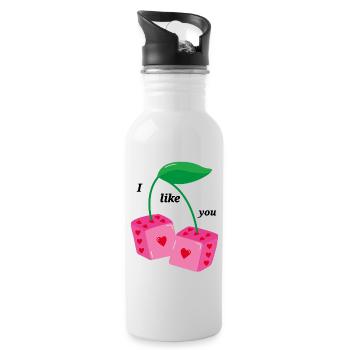 I like you. - Trinkflasche mit integriertem Trinkhalm - Weiß - Rechts
