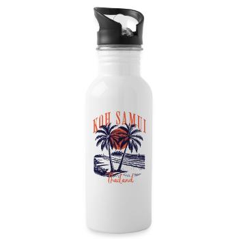Koh Samui Thailand Beach - Water bottle with straw - white - Right