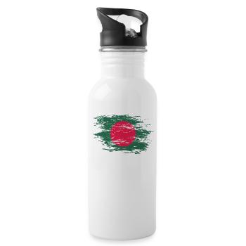 Bangladesh flag used - Water bottle with straw - white - Right
