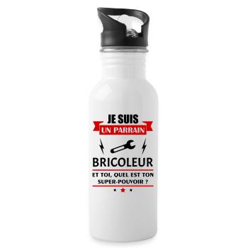 Je suis un parrain bricoleur super pouvoir, noël - Gourde avec paille intégrée - blanc - Droite