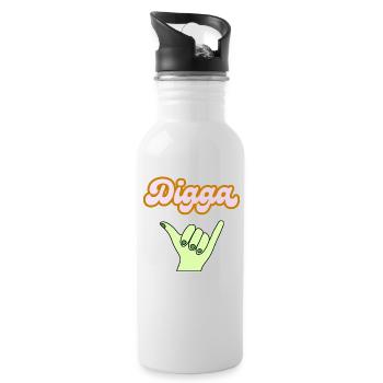 Digga Swag Handzeichen Dikka cool - Trinkflasche mit integriertem Trinkhalm - Weiß - Rechts