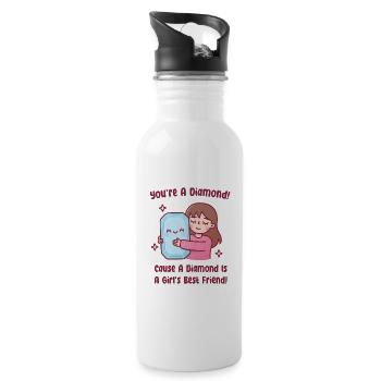 Funny A Diamond Is A Girl's Best Friend Quote - Water bottle with straw - white - Right