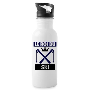 Le roi du ski Skieur Montagne Sports d'hiver Noël - Gourde avec paille intégrée - blanc - Droite