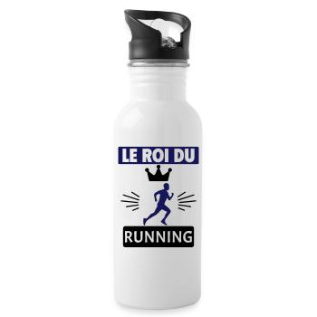 Le roi du running Jogging Sport Humour - Gourde avec paille intégrée - blanc - Droite