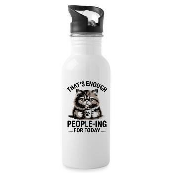 Funny Cat Thats Enough People ing For Today - Water bottle with straw - white - Right