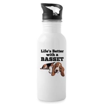 Life's Better With A Basset Hound - Water bottle with straw - white - Right