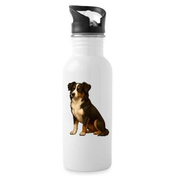 Border Collie - Gourde avec paille intégrée - blanc - Droite