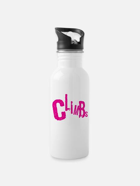 Klettern Dieses Mädchen klettert - Trinkflasche mit integriertem Trinkhalm - Weiß