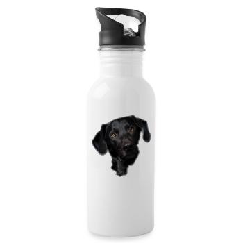 Black Labrador Dog Face - Water bottle with straw - white - Right