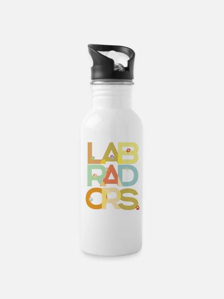 Labrador Hund Labradore - Trinkflasche mit integriertem Trinkhalm - Weiß