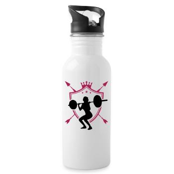 blason femme fitness - Gourde avec paille intégrée - blanc - Droite