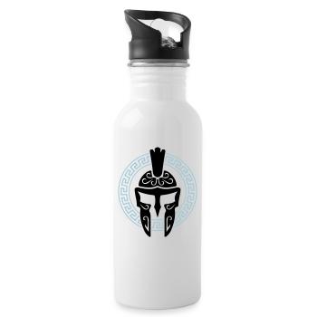 spartaner helm symbol spartan sparta - Trinkflasche mit integriertem Trinkhalm - Weiß - Rechts