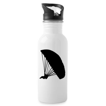 Gleitschirmfliegen Gleitschirm Silhouette - Trinkflasche mit integriertem Trinkhalm - Weiß - Rechts