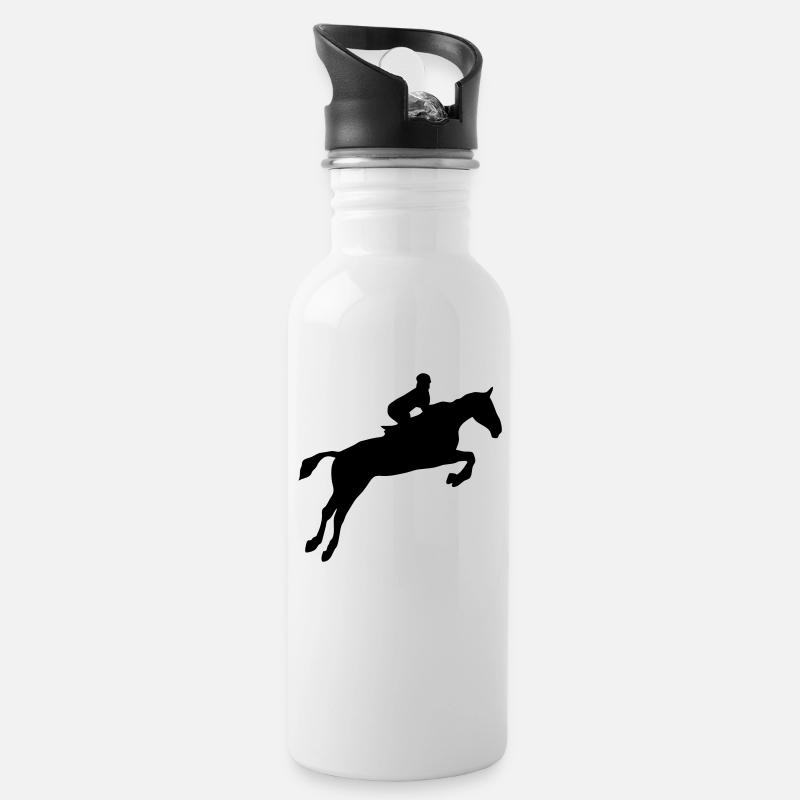 equitation cavalier obstacle cheval saut - Gourde avec paille intégrée - blanc