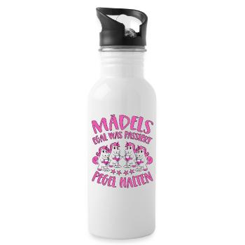 Mädels Pegel Halten Mallorca Sprüche Einhorn Party - Trinkflasche mit integriertem Trinkhalm - Weiß - Rechts