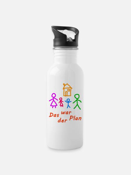 Das war der Plan - Kinderzeichnung - Trinkflasche mit integriertem Trinkhalm - Weiß
