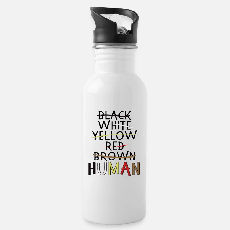 Anti rassismus BLM Menschenrecht - Trinkflasche mit integriertem Trinkhalm - Weiß