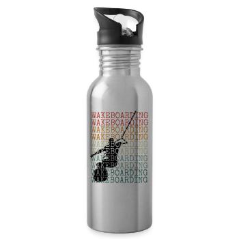 Wakeboarding Retro - Water bottle with straw - silver - Right