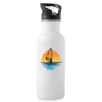 Windsurfen Sonnenuntergang - Trinkflasche mit integriertem Trinkhalm - Weiß - Rechts