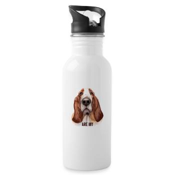 Basset Hounds sind mein Krafttier - Trinkflasche mit integriertem Trinkhalm - Weiß - Rechts