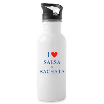 I Love Salsa and Bachata - Water bottle with straw - white - Right