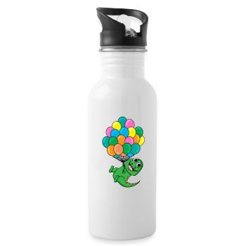 Ballon bébé dinosaure - Gourde avec paille intégrée - blanc - Droite